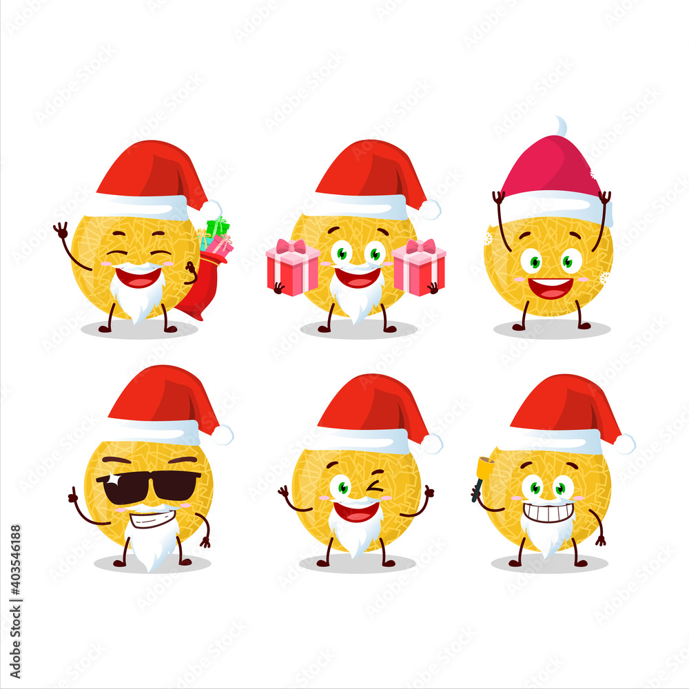 Santa Claus emoticons with yellow melon cartoon character Santa Claus emoticons with yellow melon cartoon character