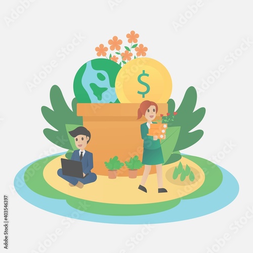 CSR-corporate social responsibility concept in business concept,Idea and vision of Sustainable corporate growth,environmental friendly,Vector illustration.