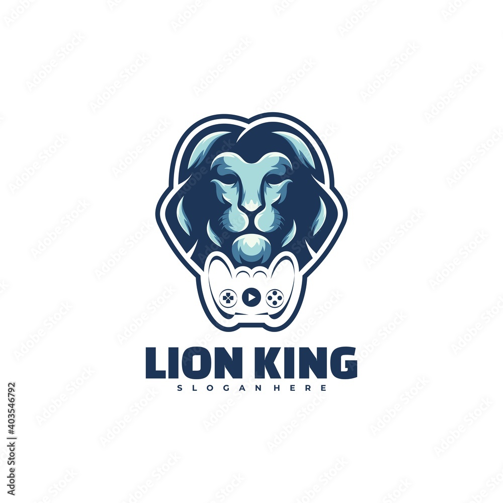 Vector Logo Illustration Lion King Simple Mascot Style.