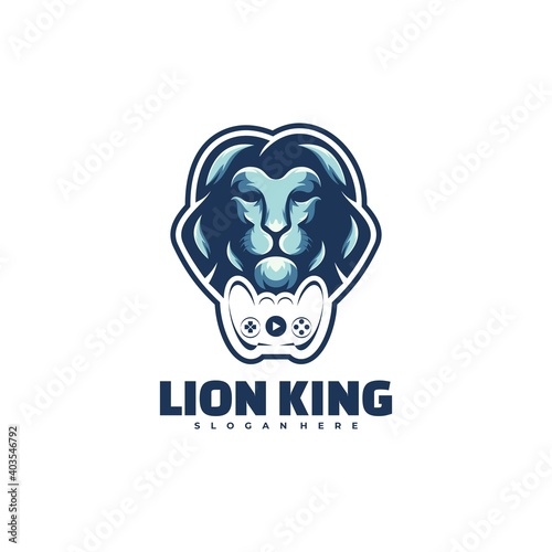 Vector Logo Illustration Lion King Simple Mascot Style.