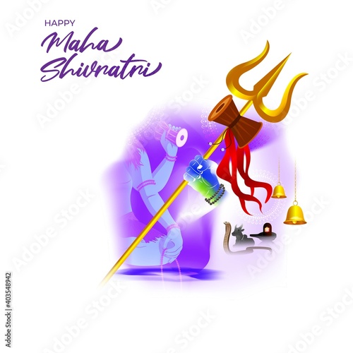 Vector illustration concept of Om Namah Shivaya meaning adoration to Shiva. Most popular Hindu mantra, the sacred mantra of Shiva
