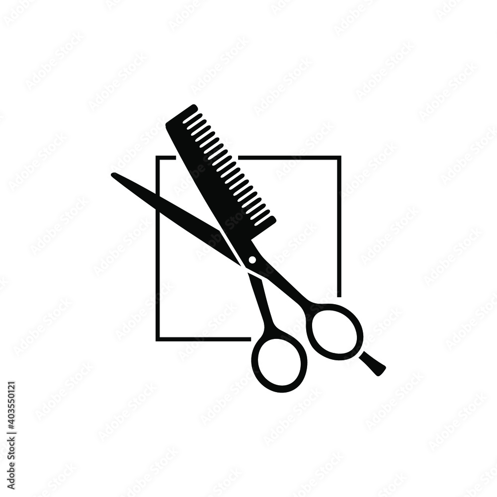 Scissor and comb icon vector isolated on white background Stock Vector Adobe Stock