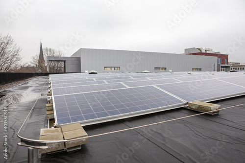 the solar panels on the roof