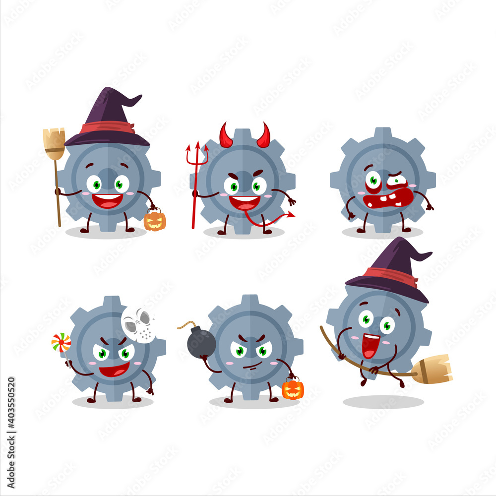 Halloween expression emoticons with cartoon character of gear Halloween expression emoticons with cartoon character of gear