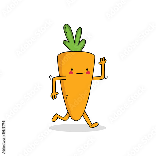 Cute carrot cartoon character running away