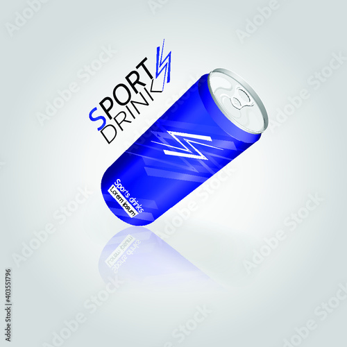 Can of energy drink, blue.