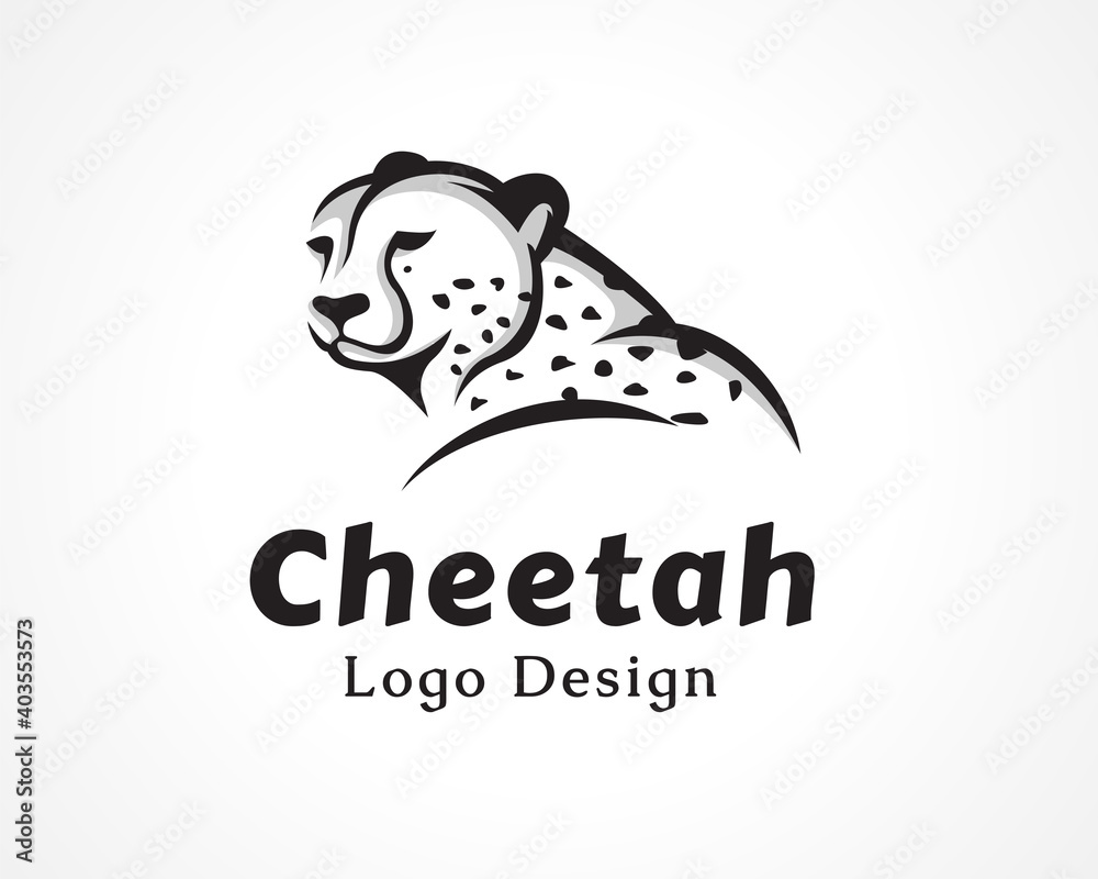Fototapeta premium wild cat, cheetah, tiger elegant view head half body art draw logo, symbol design inspiration