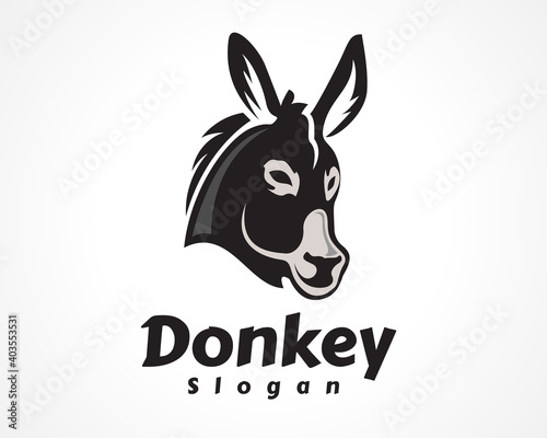 donkey, horse head front view art icon, symbol, logo design inspiration illustration