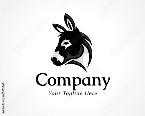 simple elegant Donkey, horse head look back art icon, logo, symbol design illustration inspiration