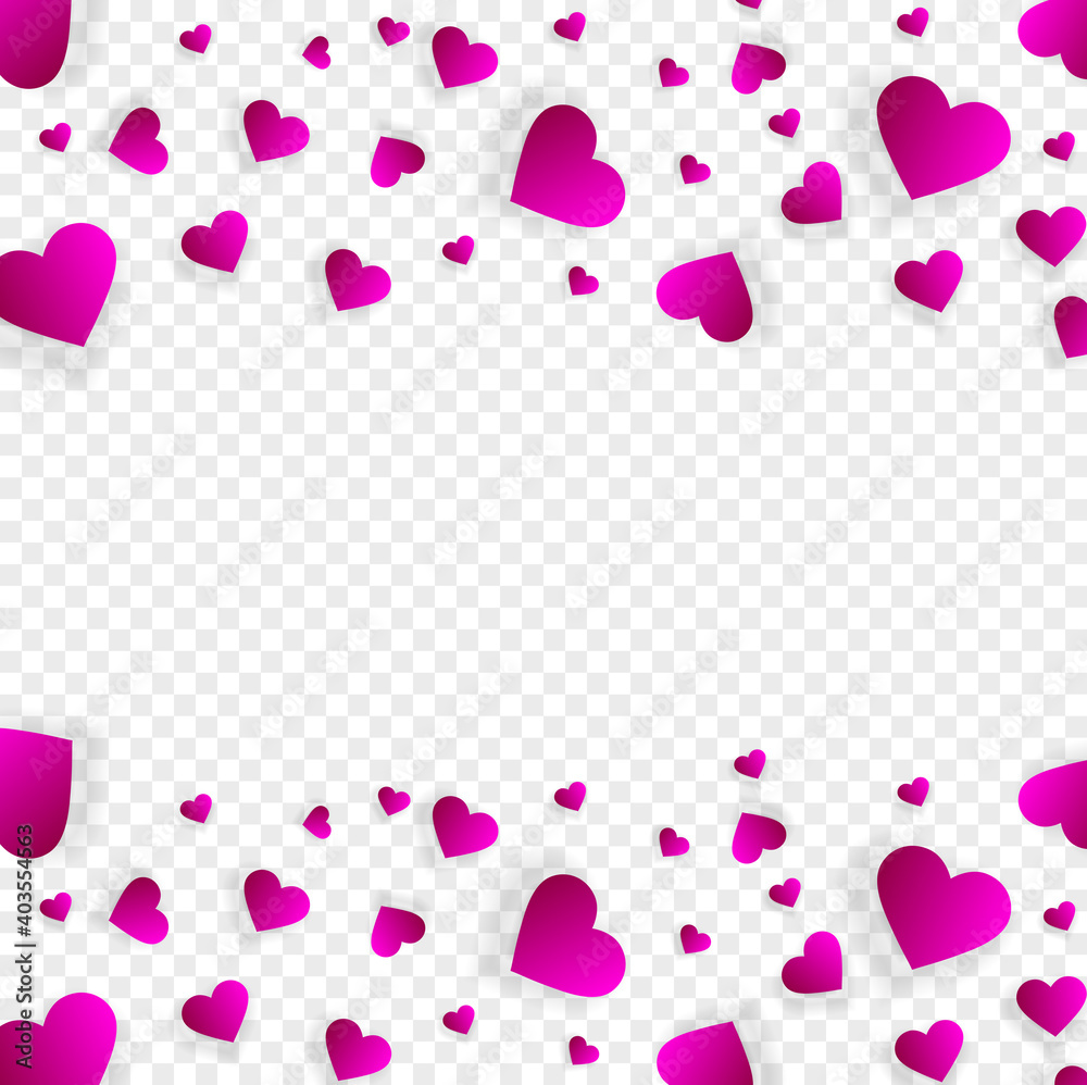 Heart frame vector banner, border, love background