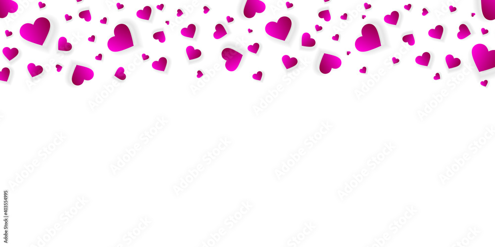 Heart frame vector banner, border, love background