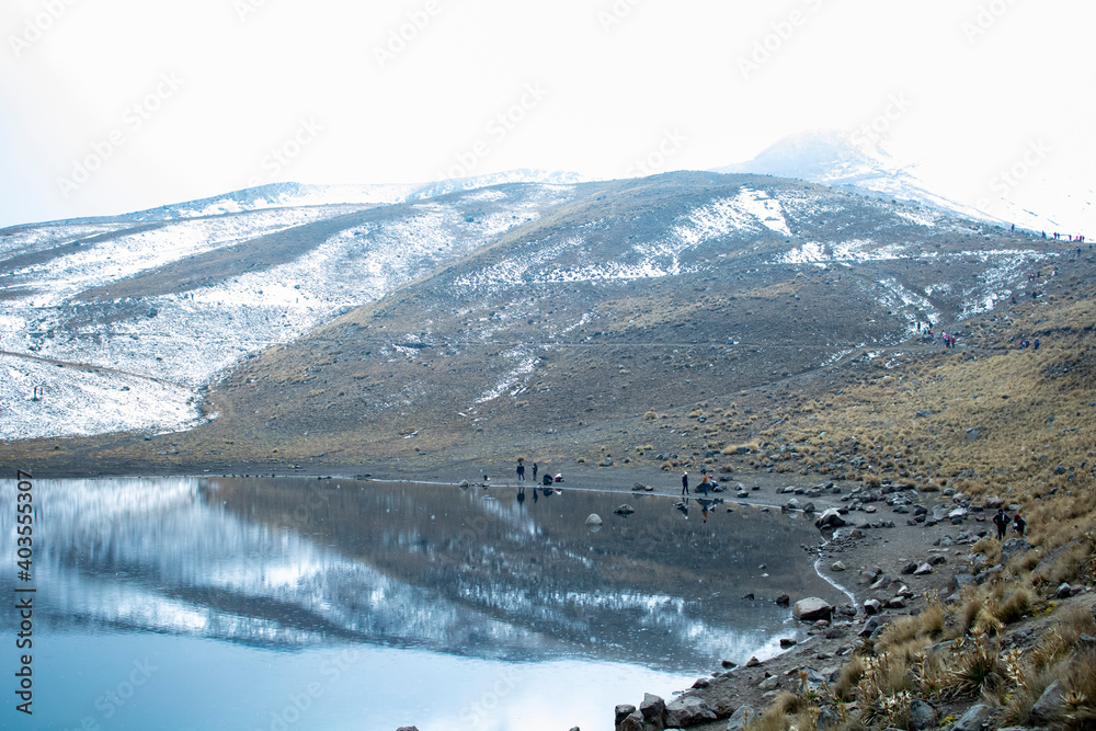 lake in winter in Nevado de Toluca, State of Mexico.