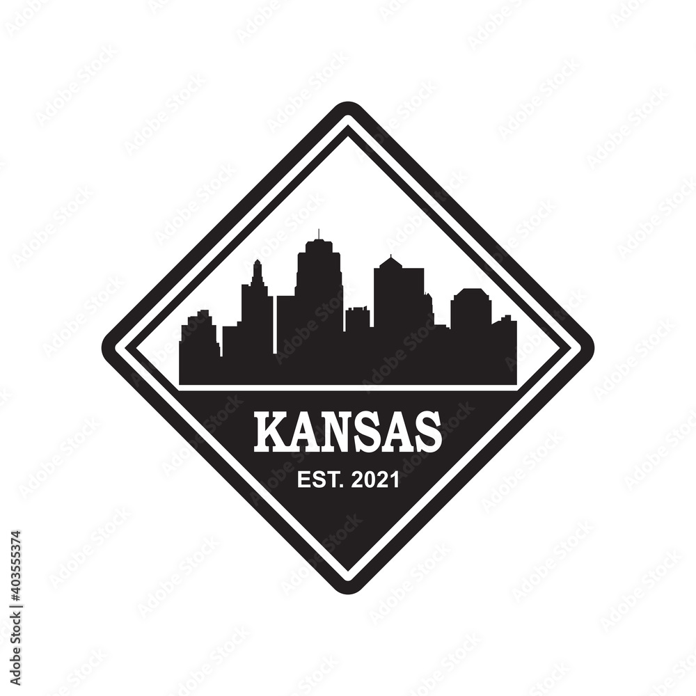 Fototapeta premium kansas skyline silhouette vector logo