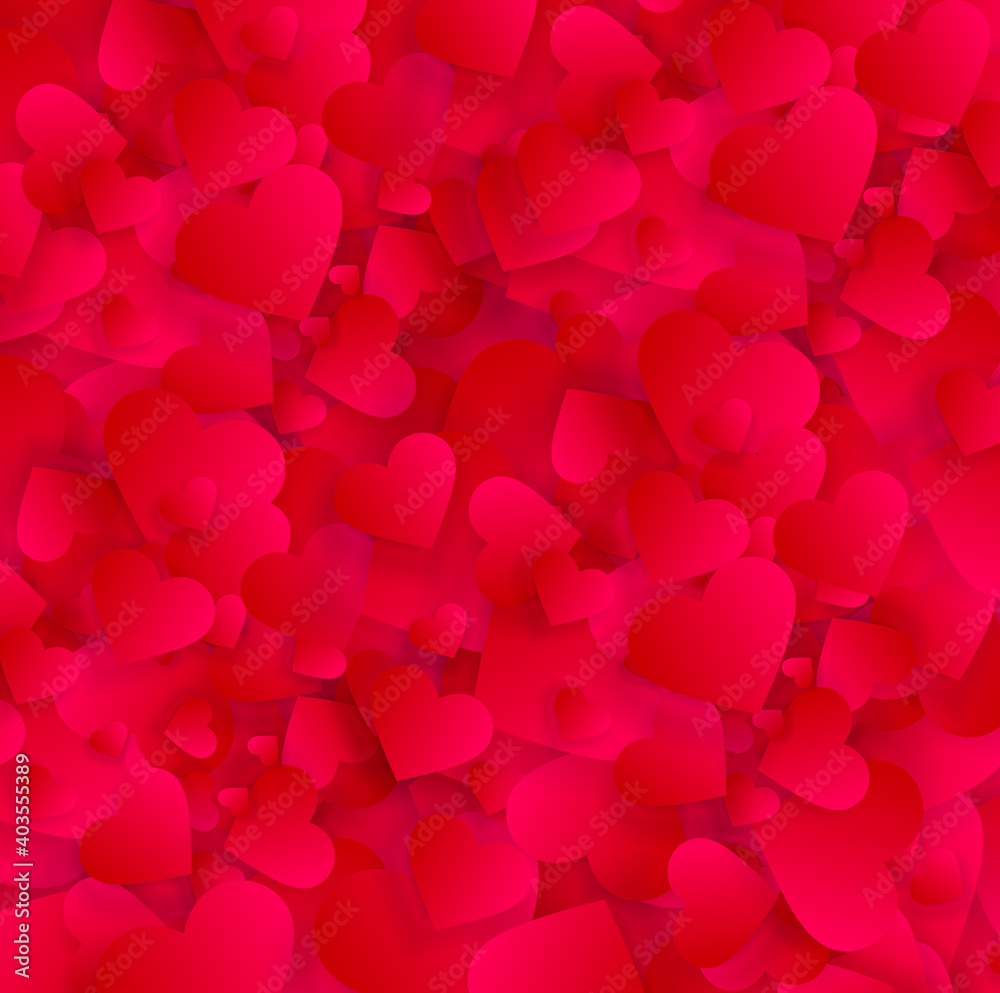 Valentine love hearts background or vector pattern
