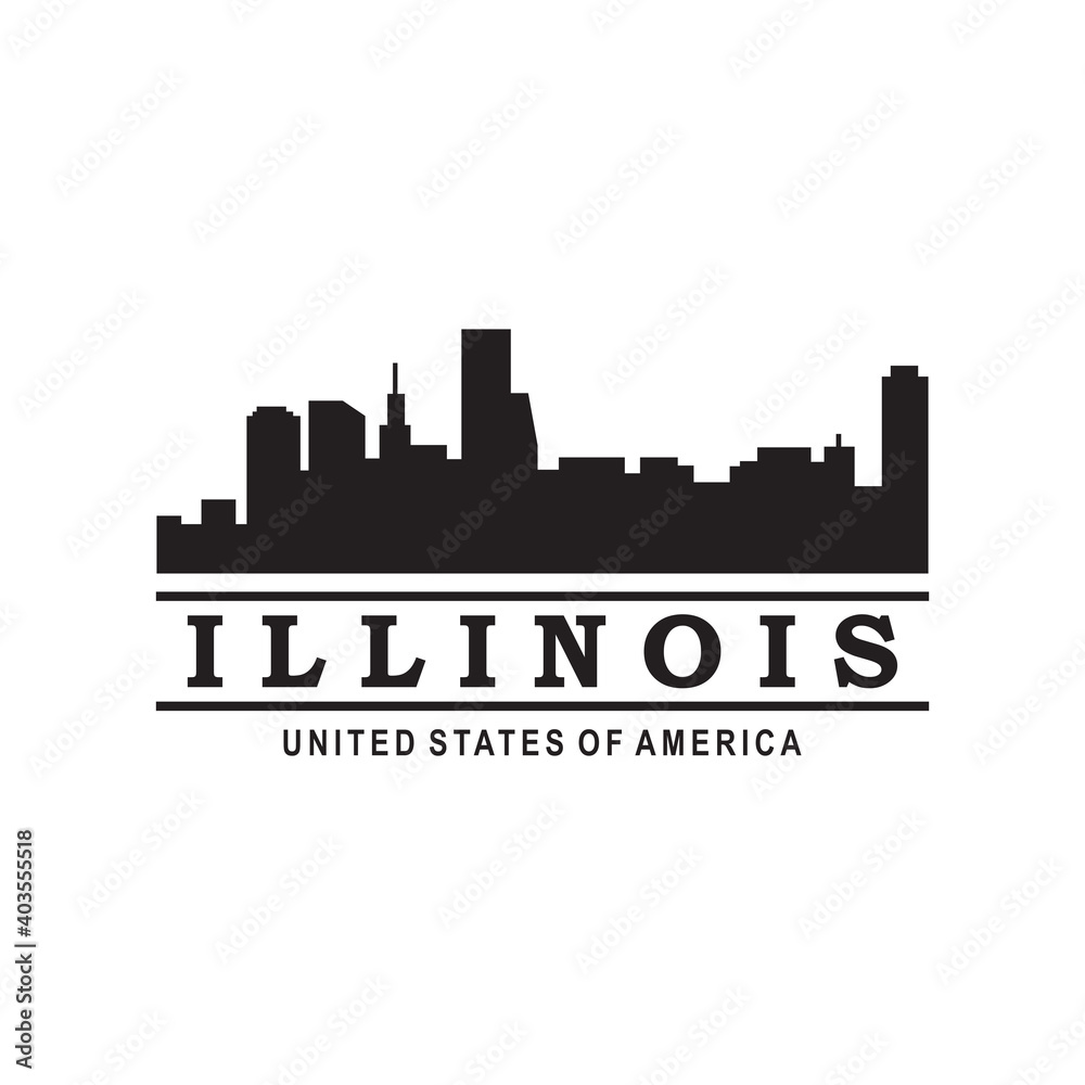 illinois skyline silhouette vector logo