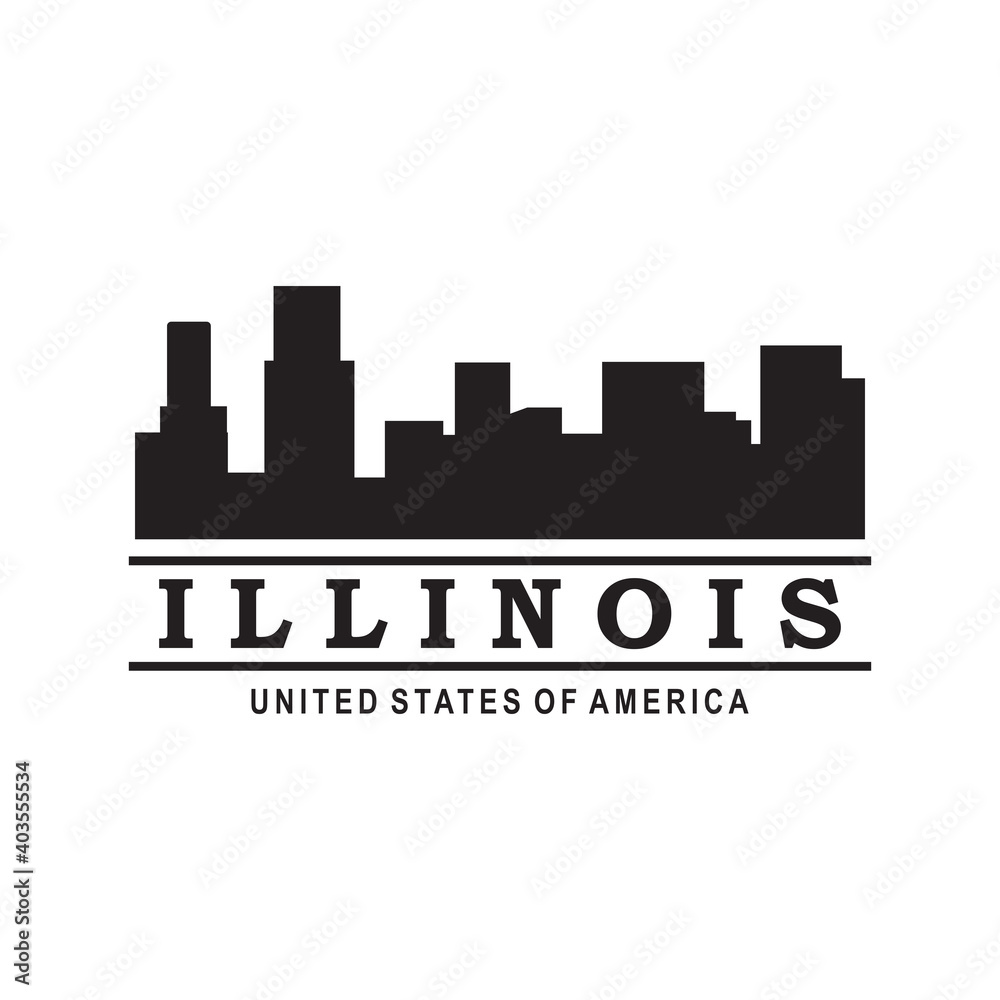 illinois skyline silhouette vector logo