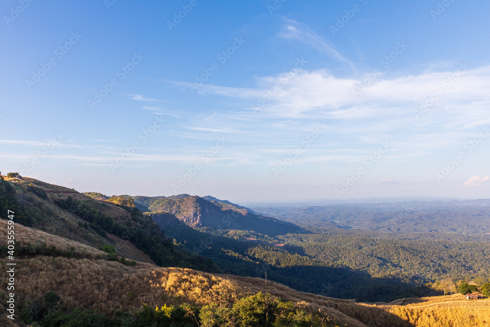 View on a mountain in Nan Province, Rai Hom Mok
