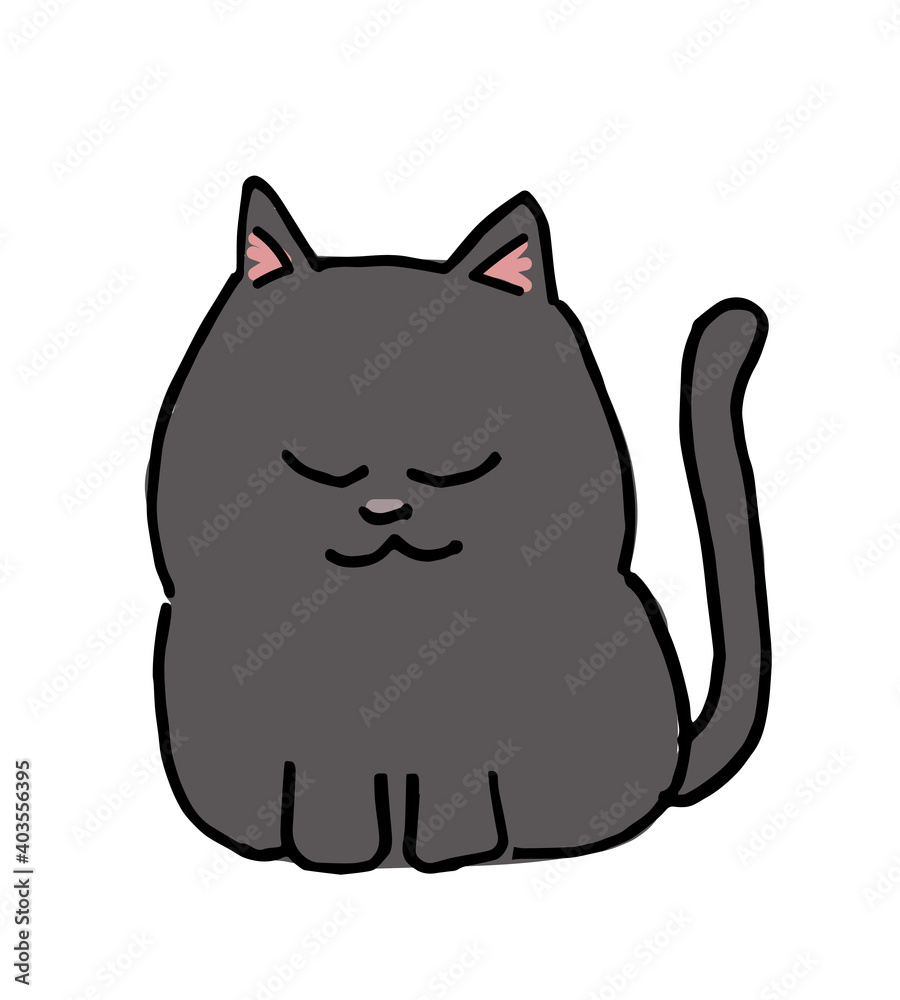 Gray cat hand writing vector cartoon illustration Gray cat hand writing vector cartoon illustration