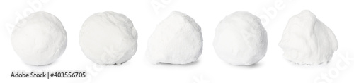 Set of different snowballs on white background. Banner design