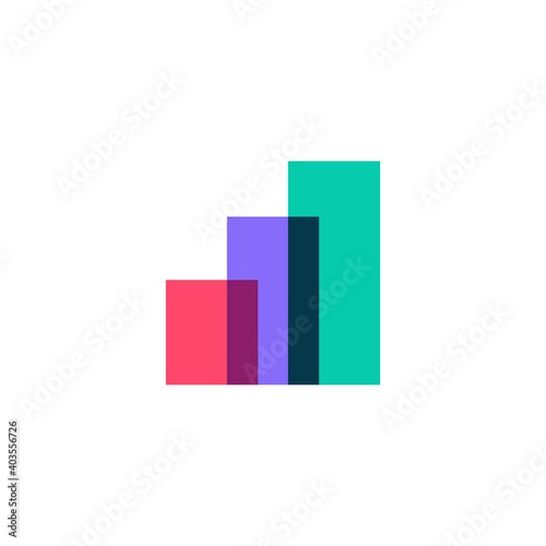colorful bar chart overlap logo vector icon illustration