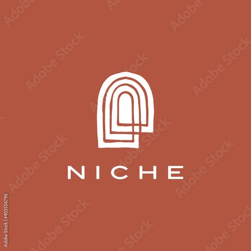 boho niche door french curve logo vector icon illustration