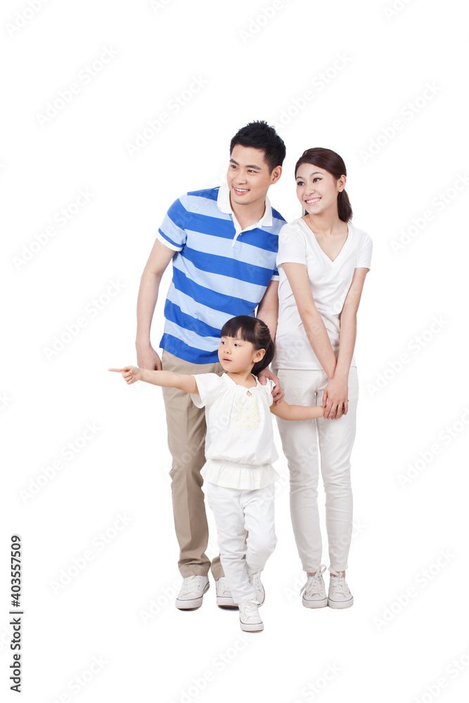 Portrait of a young family of three 