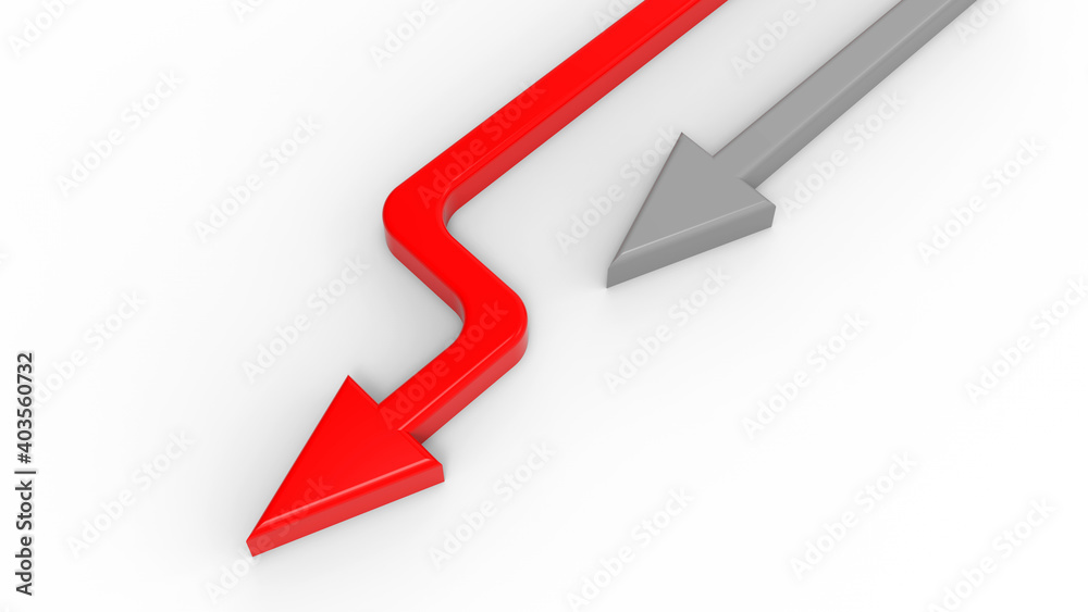 3D rendering - arrow taking the lead concept 3D rendering - arrow taking the lead concept
