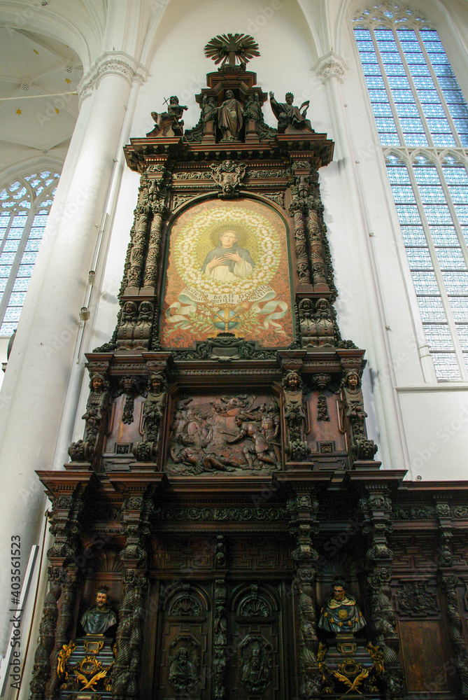 Naklejka premium Interior of a church in Antwerp. Belgium.