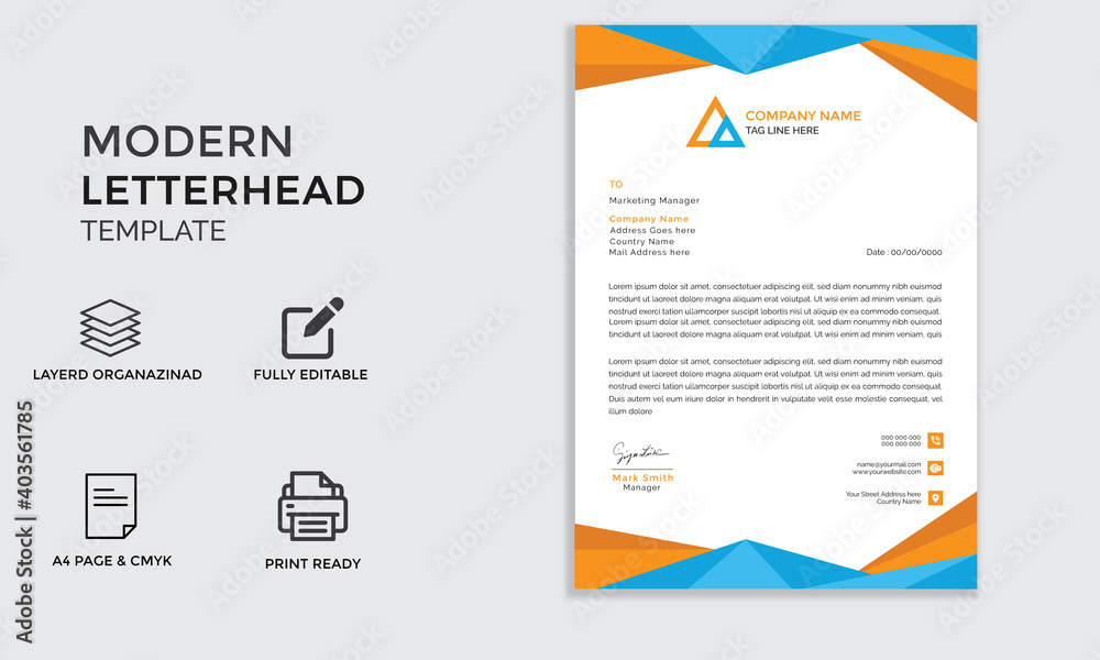 letterhead for corporate in two color & modern 