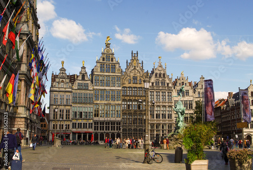 Corners of the city of Antwerp, Belgium, streets and monuments