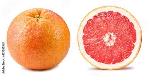 Grapefruit collection. Grapefruit with clipping path isolated on a white background. Fresh organic vegetable. Full depth of field