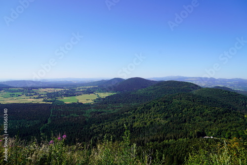 puy de dome volcano old mountain panorama chain in france summer day