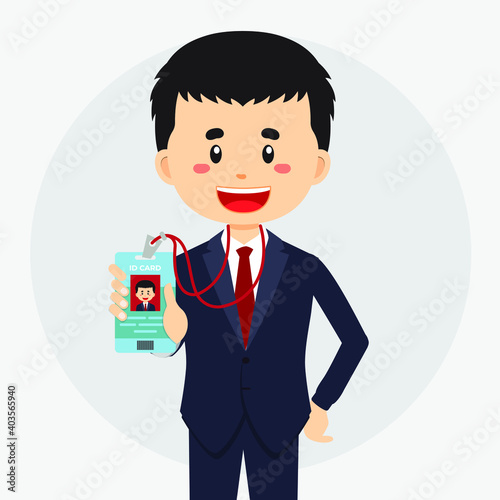 Businessman Shows His Tag Badge Id Card