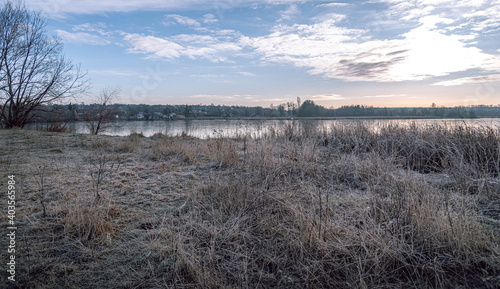 Winter sunrise on river