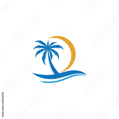 Palm tree summer logo template vector illustration