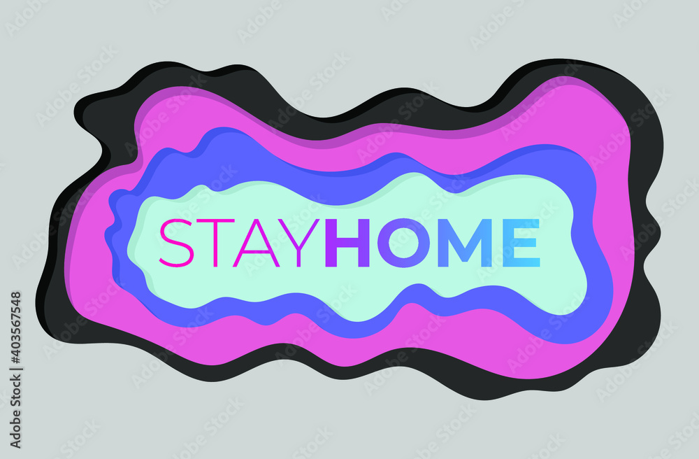 Stay Home paper cut illustration abstract background vector. Eps 10