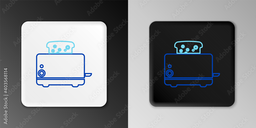 Line Toaster with toasts icon isolated on grey background. Colorful outline concept. Vector.