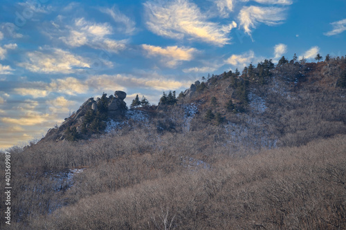 Beautiful mountain landscape in winter season. photo