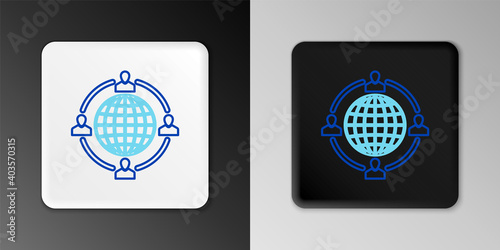 Line Outsourcing concept icon isolated on grey background. Cooperation sign. Idea of teamwork and investment. Colorful outline concept. Vector.