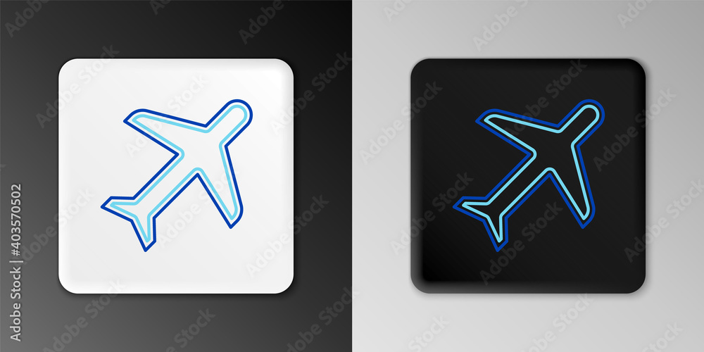 Line Plane icon isolated on grey background. Flying airplane icon. Airliner sign. Colorful outline concept. Vector.