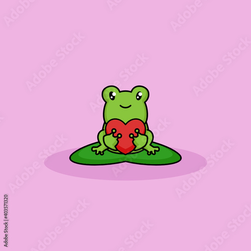 Cute frog animal on Valentine's Day © Guavanaboy