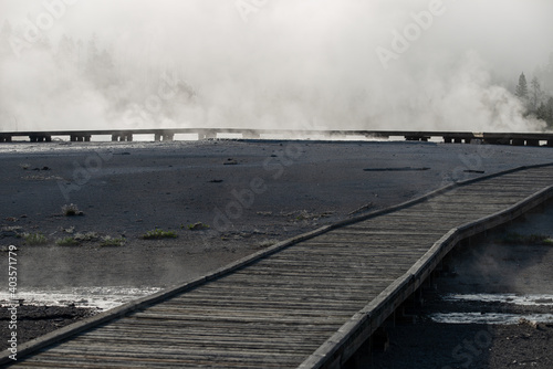 Norris Geyser Basin Trail Boardwalk in Yellowstone National Park