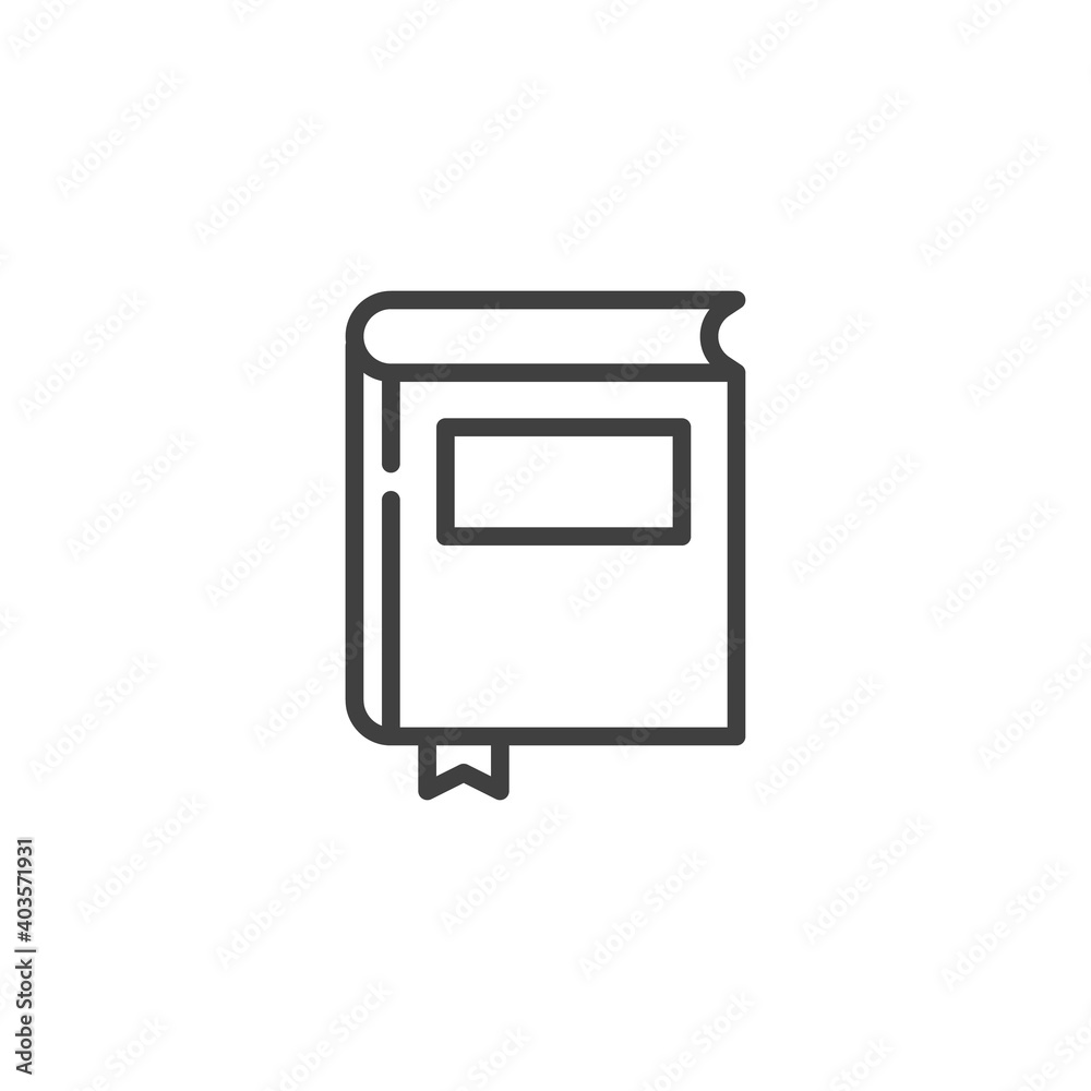 Blank book line icon. linear style sign for mobile concept and web design. Book with bookmark outline vector icon. Symbol, logo illustration. Vector graphics Blank book line icon. linear style sign for mobile concept and web design. Book with bookmark outline vector icon. Symbol, logo illustration. Vector graphics
