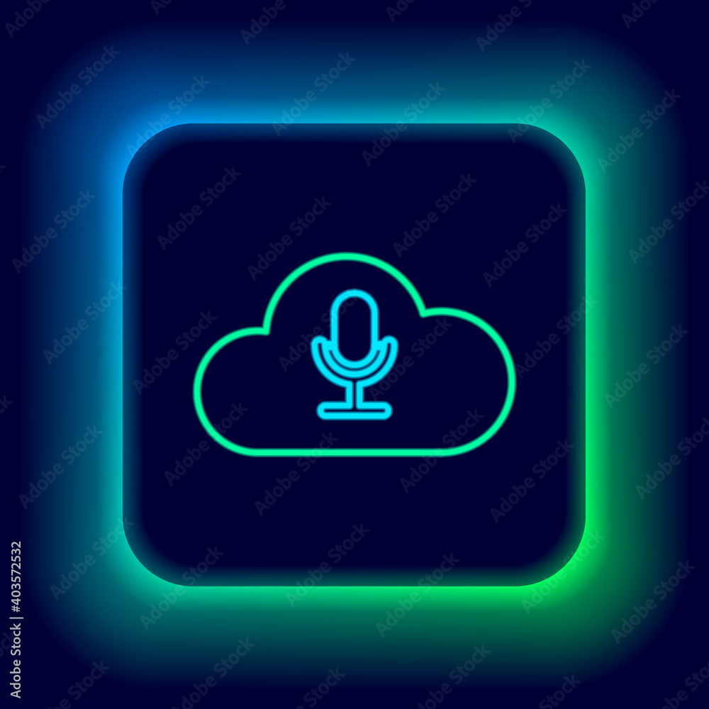 Glowing neon line Music streaming service icon isolated on black background. Sound cloud computing, online media streaming, online song, audio wave. Colorful outline concept. Vector. Glowing neon line Music streaming service icon isolated on black background. Sound cloud computing, online media streaming, online song, audio wave. Colorful outline concept. Vector.