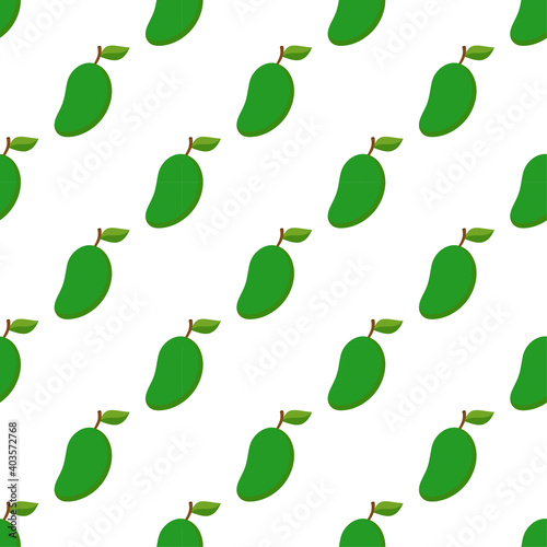 Illustration Seamless pattern Flat Mango isolated on white background , fruit patterns texture fabric , wallpaper minimal style , Raw materials fresh fruits , vector