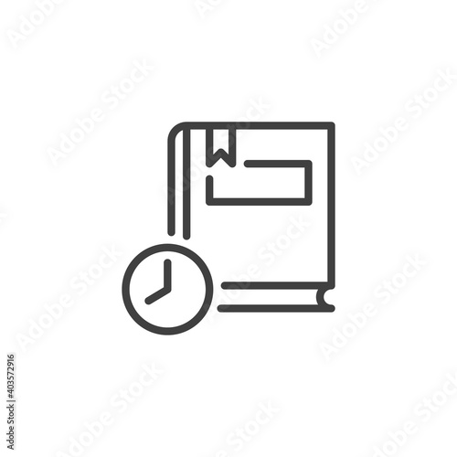Time to read line icon. linear style sign for mobile concept and web design. Book and clock outline vector icon. Symbol, logo illustration. Vector graphics