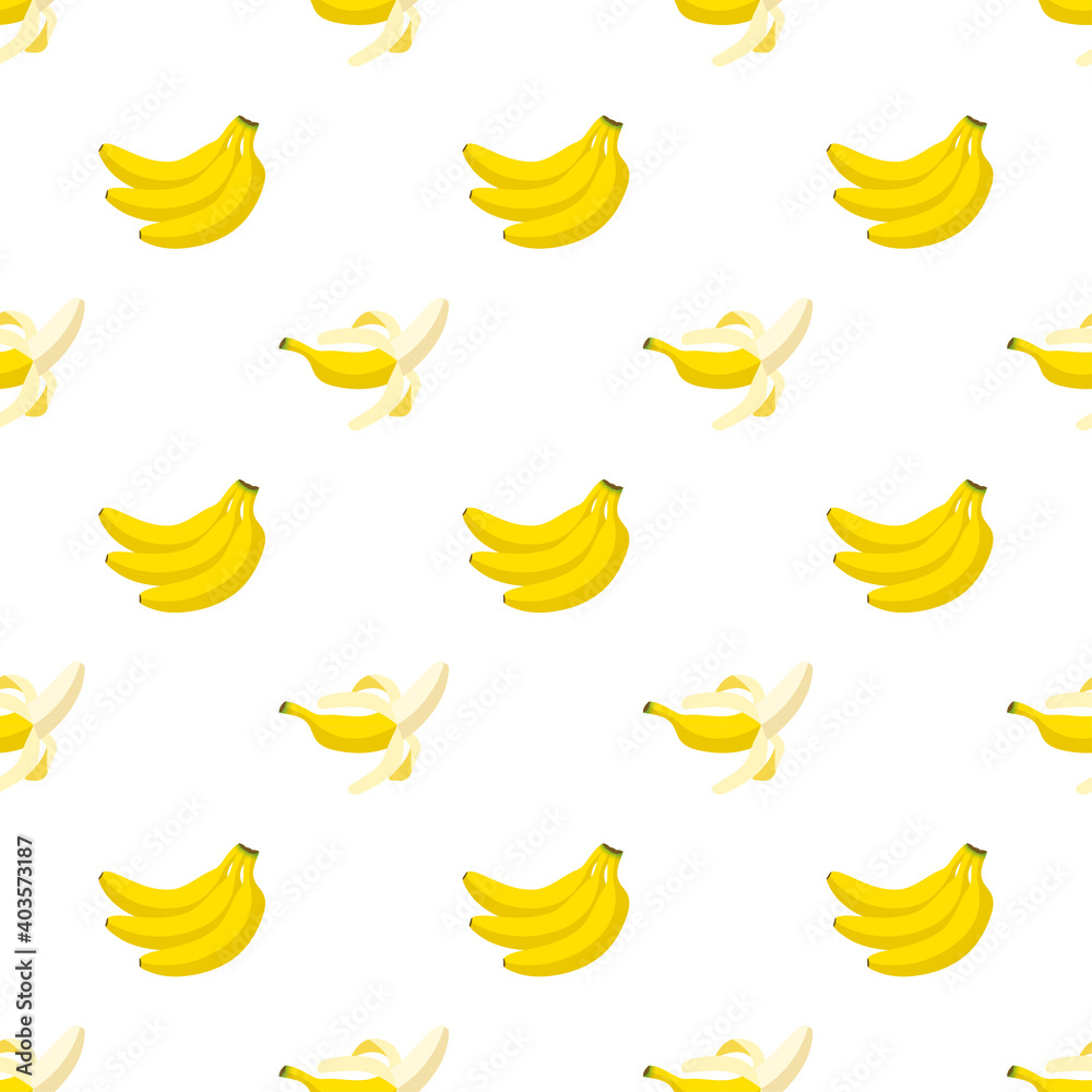 Illustration Seamless pattern Flat Banana isolated on white background , fruit patterns texture fabric , wallpaper minimal style , Raw materials fresh fruits , vector Illustration Seamless pattern Flat Banana isolated on white background , fruit patterns texture fabric , wallpaper minimal style , Raw materials fresh fruits , vector
