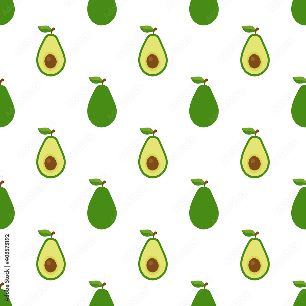 Illustration Seamless pattern Flat Avocado isolated on white background , fruit patterns texture fabric , wallpaper minimal style , Raw materials fresh fruits , vector Illustration Seamless pattern Flat Avocado isolated on white background , fruit patterns texture fabric , wallpaper minimal style , Raw materials fresh fruits , vector