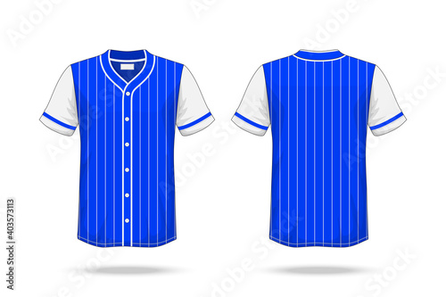 Specification Baseball T Shirt Blue white Mockup isolated on white background , Blank space on the shirt for the design and placing elements or text on the shirt , blank for printing , illustration