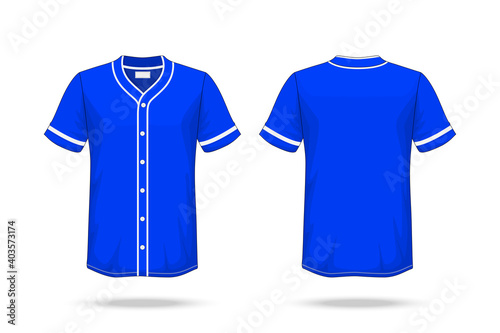 Specification Baseball T Shirt Blue white Mockup isolated on white background , Blank space on the shirt for the design and placing elements or text on the shirt , blank for printing , illustration